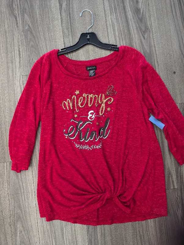 Top Long Sleeve By Clothes Mentor In Red, Size: L