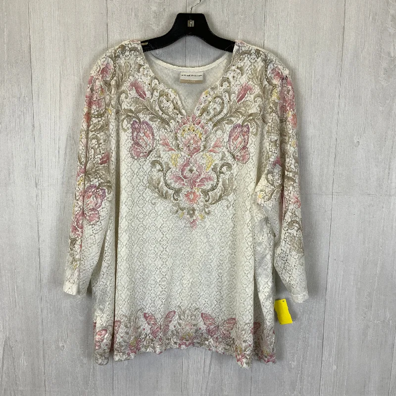 Top 3/4 Sleeve By Alfred Dunner In White, Size: 2x