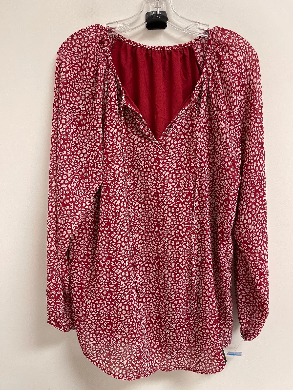 Top Long Sleeve By Clothes Mentor In Red & White, Size: Xl