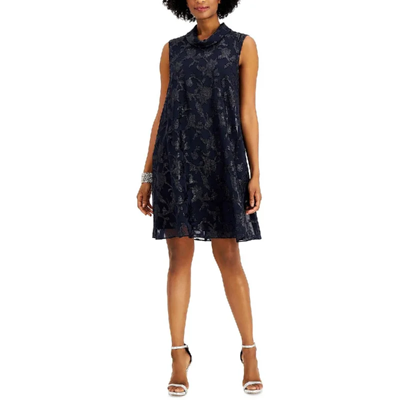 Connected Apparel Womens Cowlneck Jacquard Cocktail and Party Dress