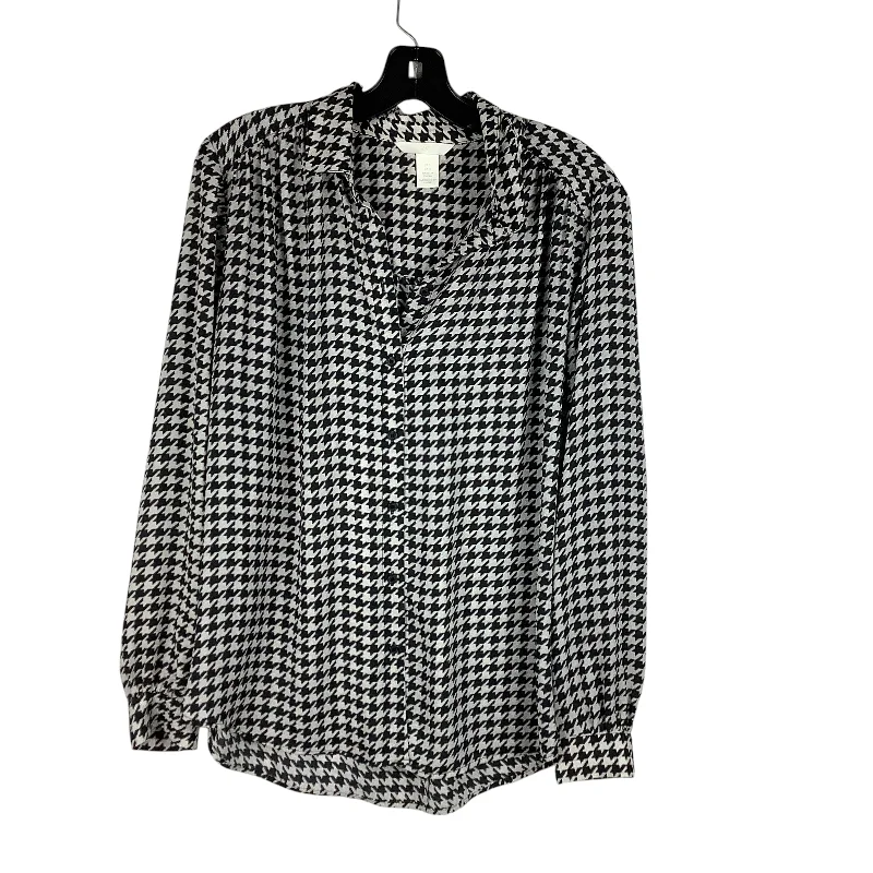 Top Long Sleeve By H&m In Black & White, Size: L