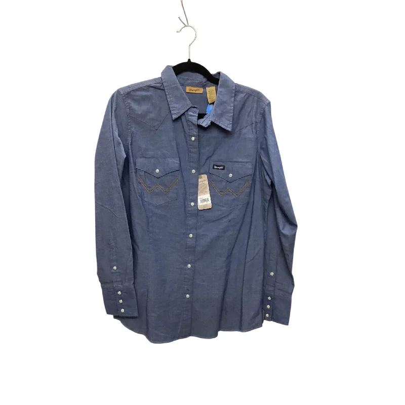 Top Long Sleeve By Wrangler In Blue, Size: M