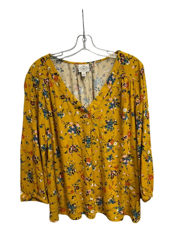 Top 3/4 Sleeve By St Johns Bay In Floral Print, Size: 1x