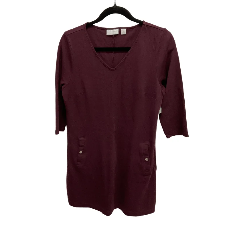 Tunic 3/4 Sleeve By New York And Co In Maroon, Size: M