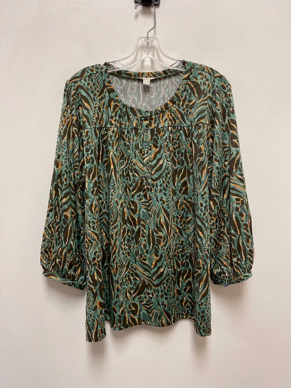 Top Long Sleeve By Sunny Leigh In Green, Size: Xl