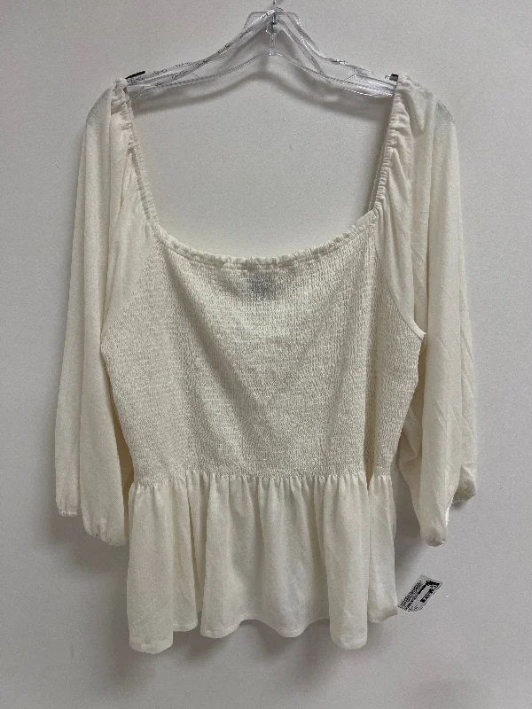 Top Long Sleeve By Jessica Simpson In Cream, Size: 2x