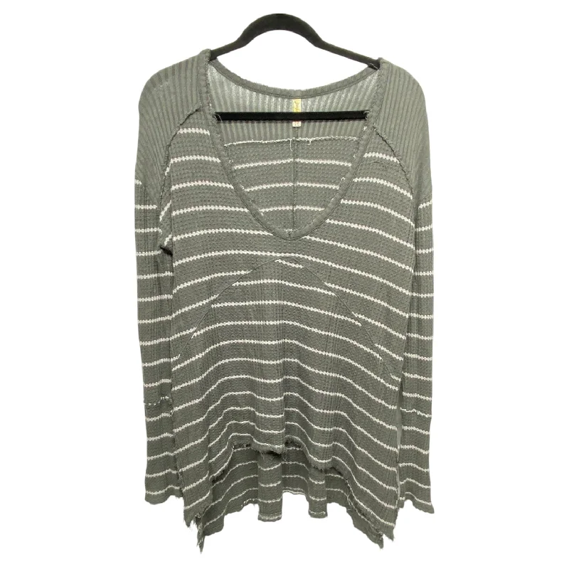 Top Long Sleeve By Free People In Grey & White, Size: S