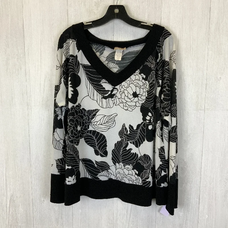 Top 3/4 Sleeve By Mkm In Black & White, Size: 2x