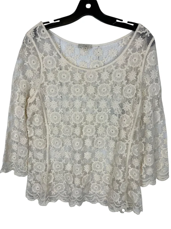 Top 3/4 Sleeve By Clothes Mentor In Cream, Size: Xl