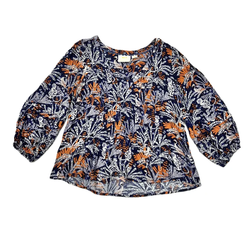 Top 3/4 Sleeve By Maeve In Blue & Orange, Size: S