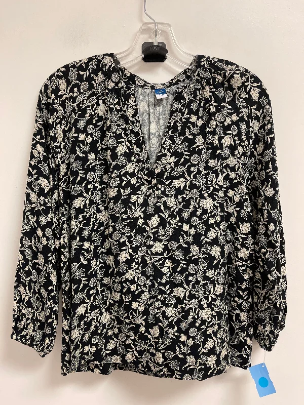 Top Long Sleeve By Old Navy In Black & Cream, Size: Xs