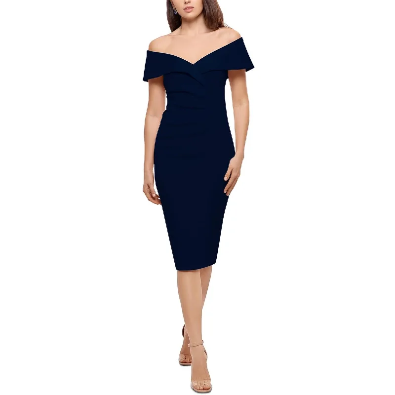 X by Xscape Womens Knit Off-The-Shoulder Cocktail and Party Dress