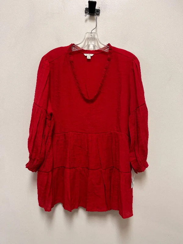 Top Long Sleeve By Cato In Red, Size: Xl