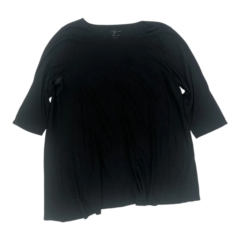 Top 3/4 Sleeve By Andrea Jovine In Black, Size:3X