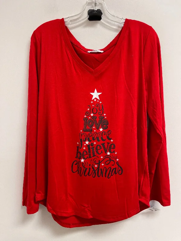 Top Long Sleeve By Clothes Mentor In Red, Size: L