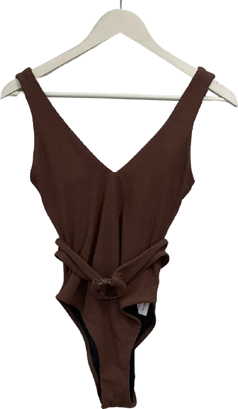 Berlook Brown One Piece Swimming Costume UK XS