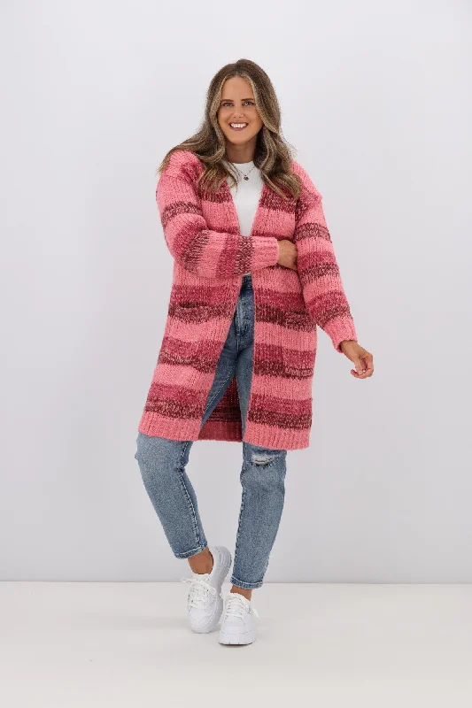 Charlotte the Label Mira Stripe Cardigan Pink