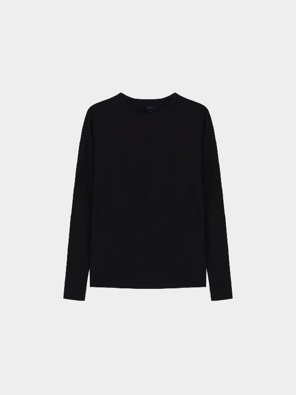 CREW RIBBED DOLMAN-BLACK