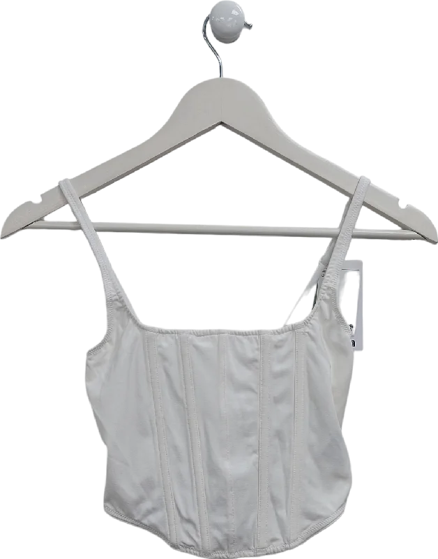 H&M White Strappy Corset Crop Top UK XS