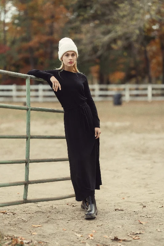 Heathered Drawstring Skirt-Black