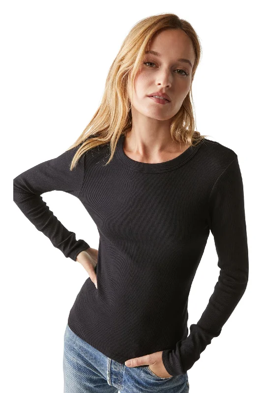 Michael Stars Zola Ribbed Tee in Black