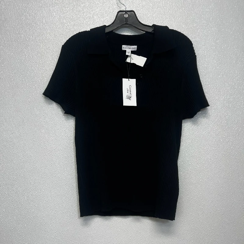 Top Short Sleeve By Calvin Klein In Black, Size: Xl