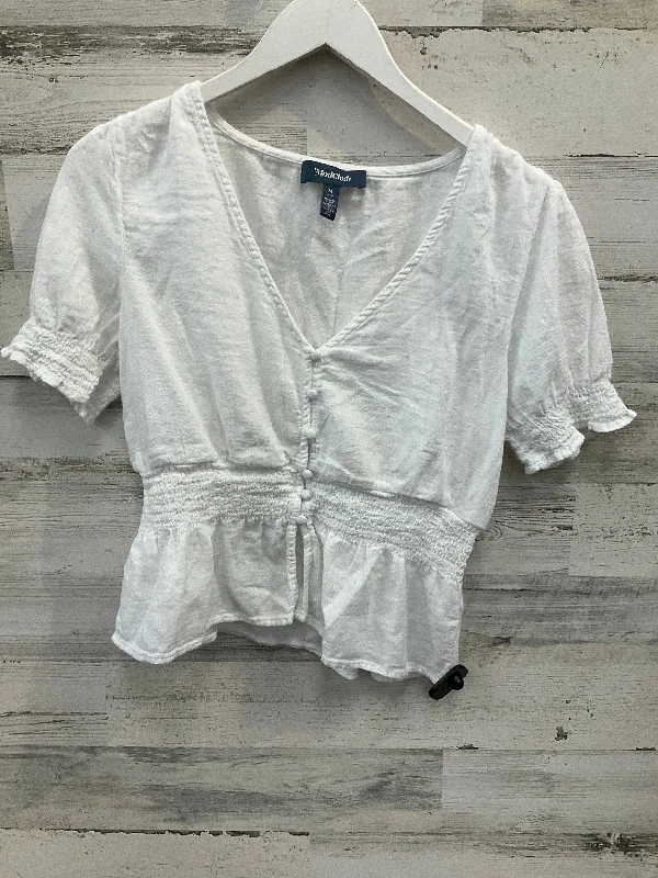 Top Short Sleeve By Modcloth In White, Size: M