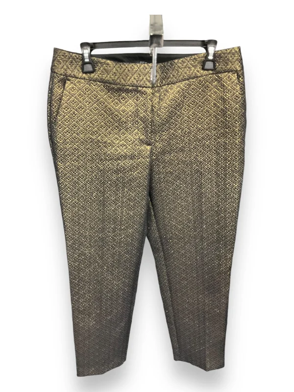 Pants Cropped By Loft In Black & Gold, Size: 8