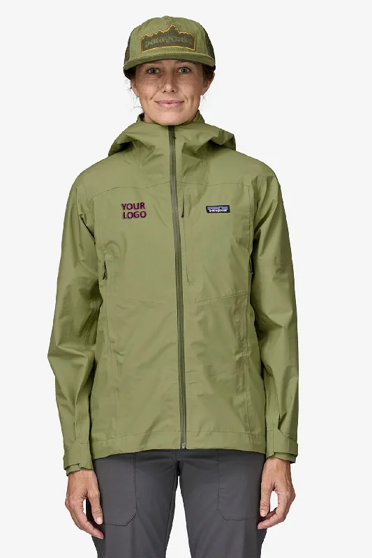 Patagonia Womens Boulder Fork Custom Rain Jackets, Green