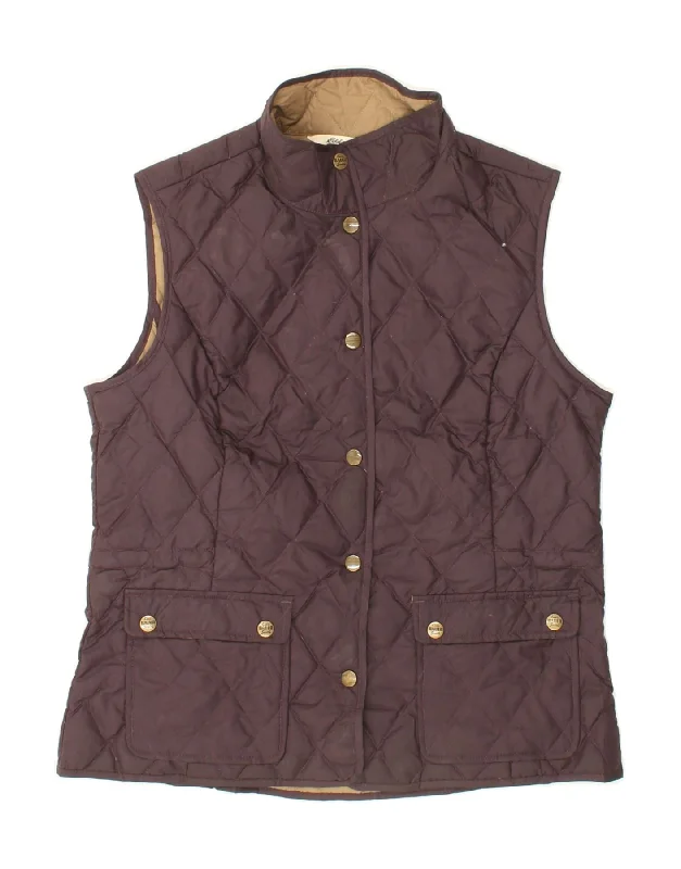 EDDIE BAUER Womens Quilted Gilet UK 14 Medium Brown Polyester