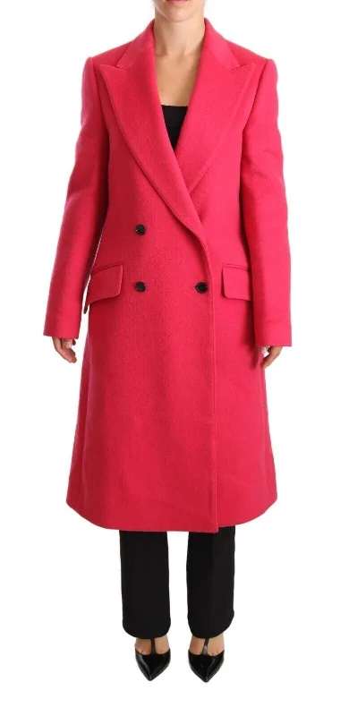 Elegant Pink Wool-cashmere Coat