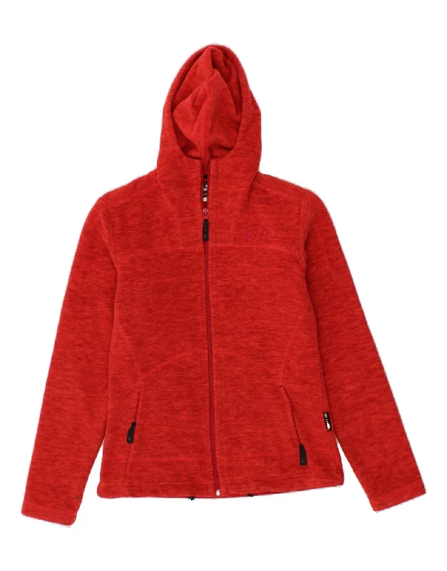 JACK WOLFSKIN Womens Hooded Fleece Jacket UK 8 Small  Red Polyester