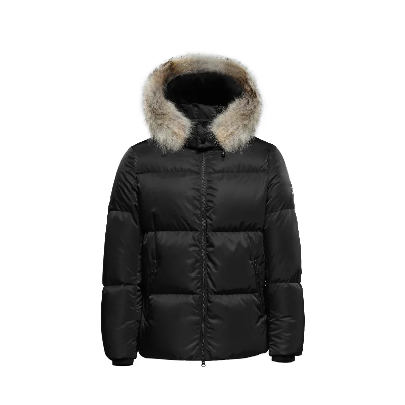 Men's Arctic Emperor Down Puffer Jacket in Black (Light Fox Hood Trim)