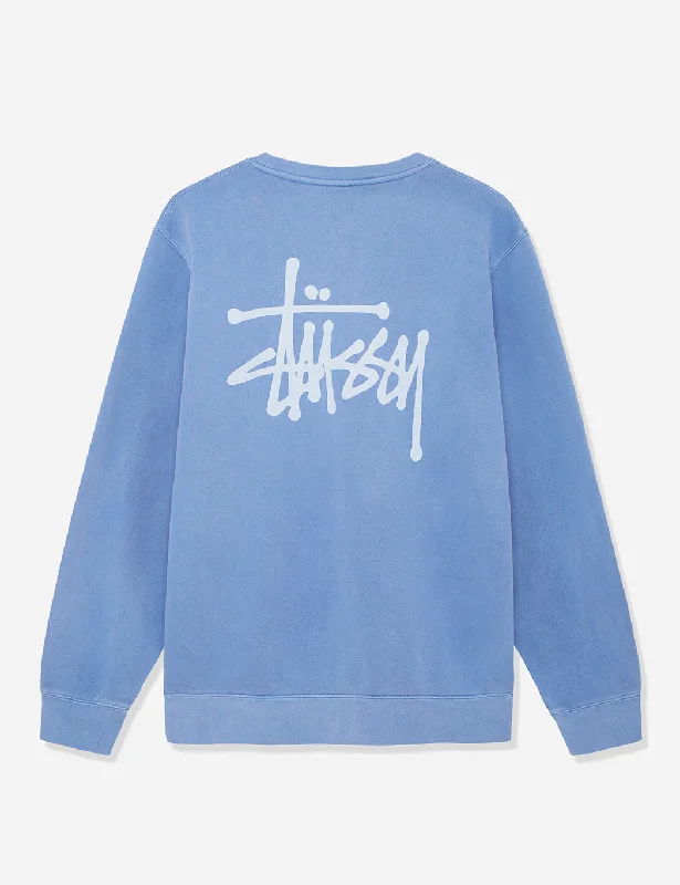 Stussy Basic Pigment Dyed Crew Neck Sweatshirt - Blue