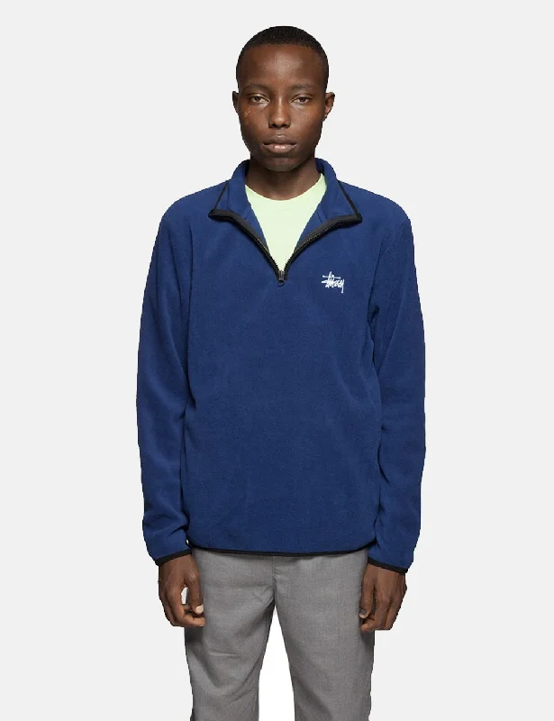 Stussy Polar Fleece Half Zip Sweatshirt - Royal Blue