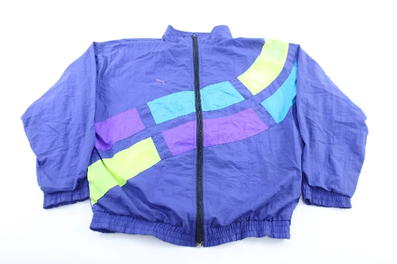 Women's Puma Embroidered Logo Purple, Neon, & Blue Zip Up Jacket