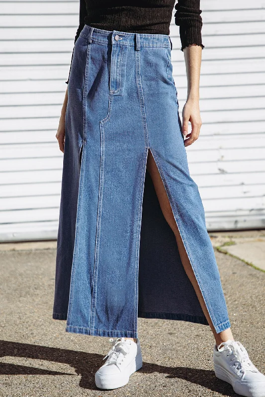 SWEET TALKING DENIM MIDI SKIRT