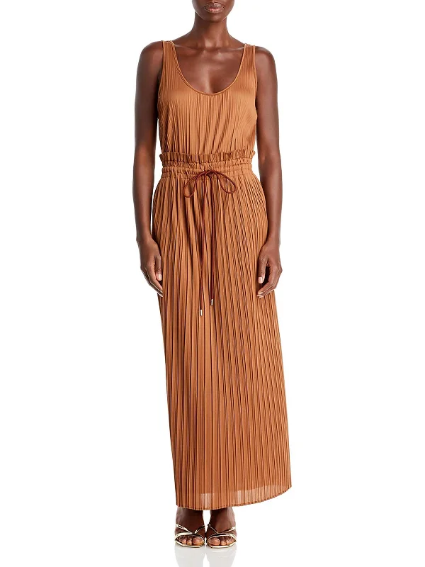 Val Womens Pleated Tank Maxi Dress