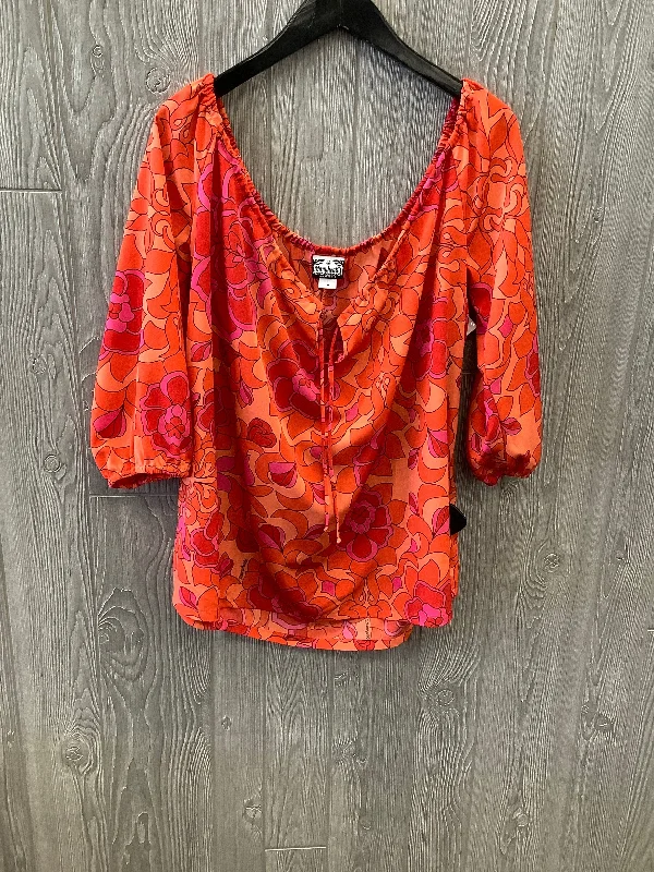 Orange Blouse 3/4 Sleeve Clothes Mentor, Size L