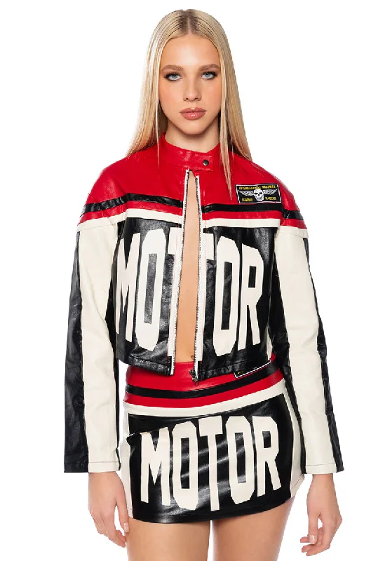 SPEED UP MOTOR FAUX LEATHER JACKET