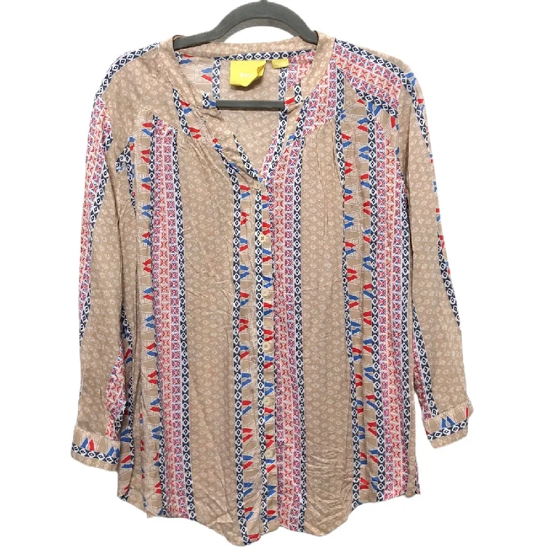 Tan Blouse Long Sleeve Maeve, Size M