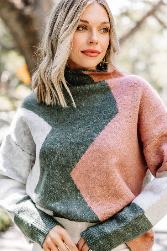 Can't Move On Forest Green Colorblock Sweater