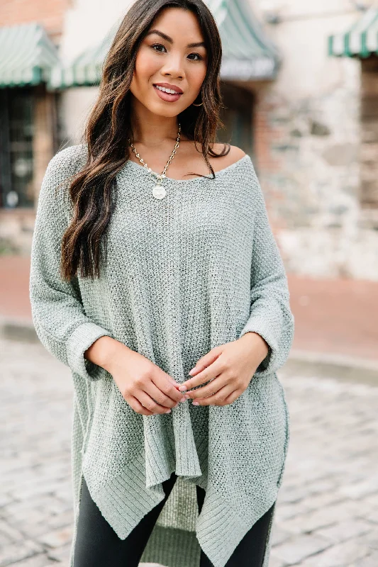 Don't Waste A Moment Light Olive Green Oversized Sweater