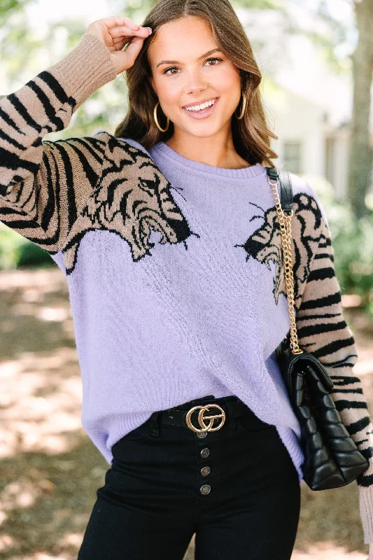 Dueling Dreams Lavender Purple Tiger Sweater