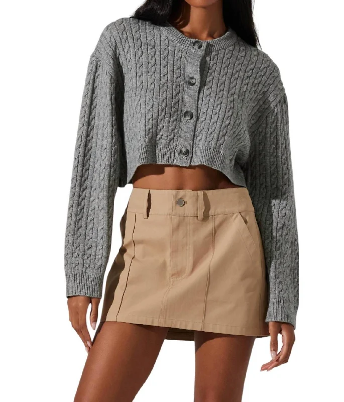 Sebille Cropped Cardigan In Heather Grey